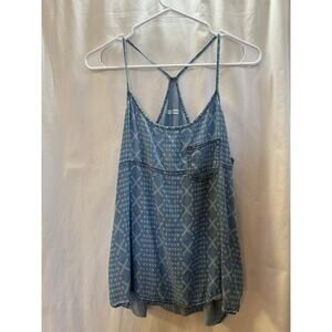 Maurices Blue Floral Print Racerback Tank Top – Size M